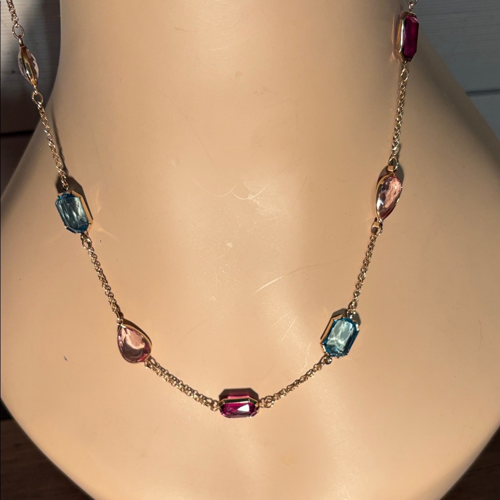 Time and Tru Gold Necklace with Multi Colored Accents.